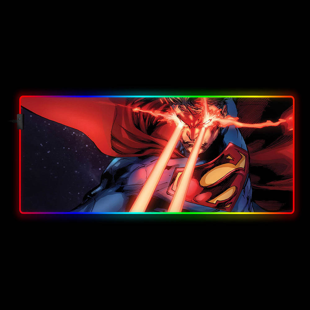 Superman Laser Eyes Design RGB Gaming Mouse Pad - M-XXL Size