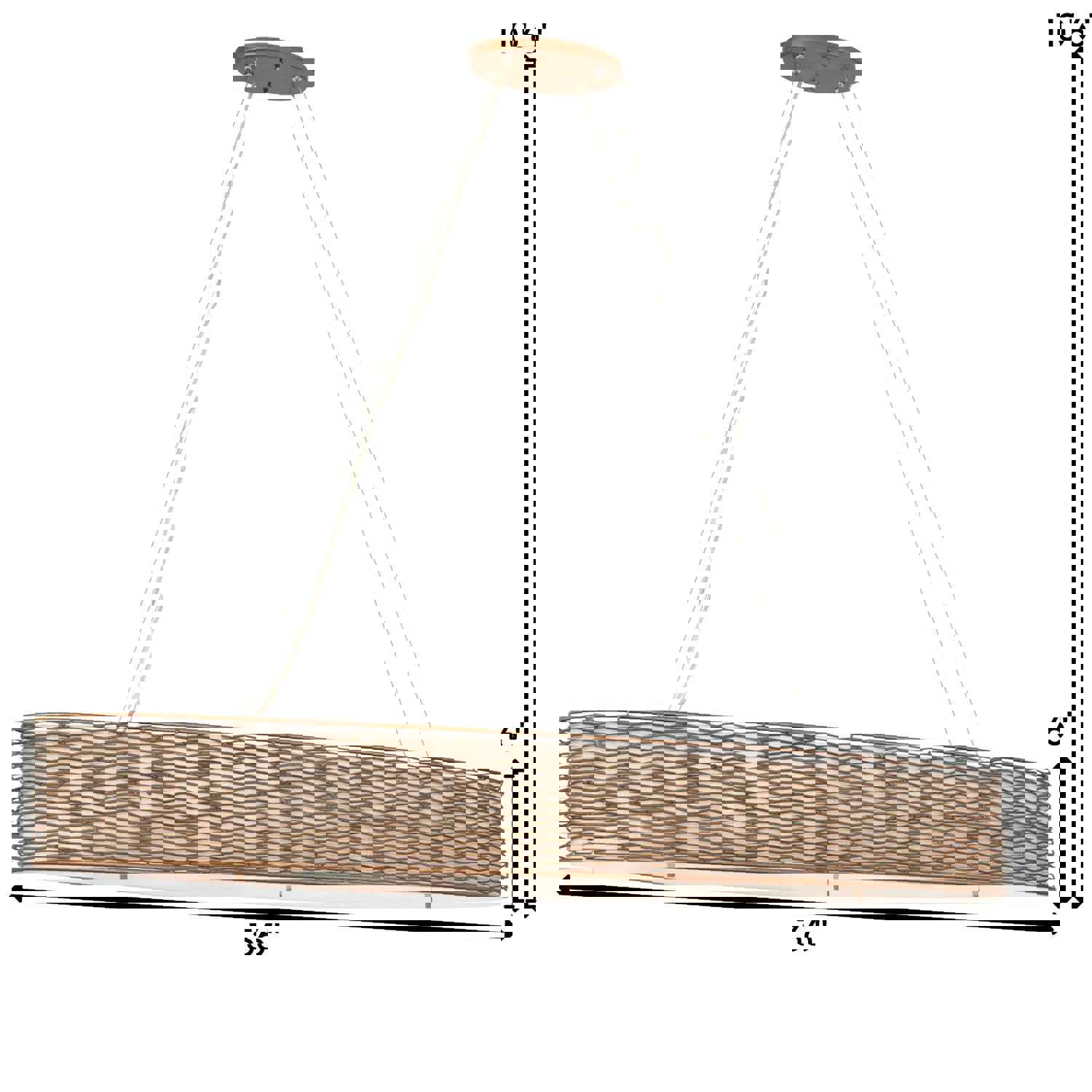 Flow 6-Lt Oval Linear Pendant with Fabric Shade - Hammered Ore