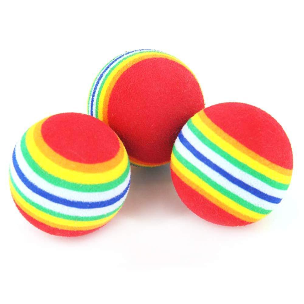 Weihuimei 1Pcs Rainbow 4.2cm Cat Toy Ball - Interactive Chewing Rattle Scratch EVA Ball for Pets