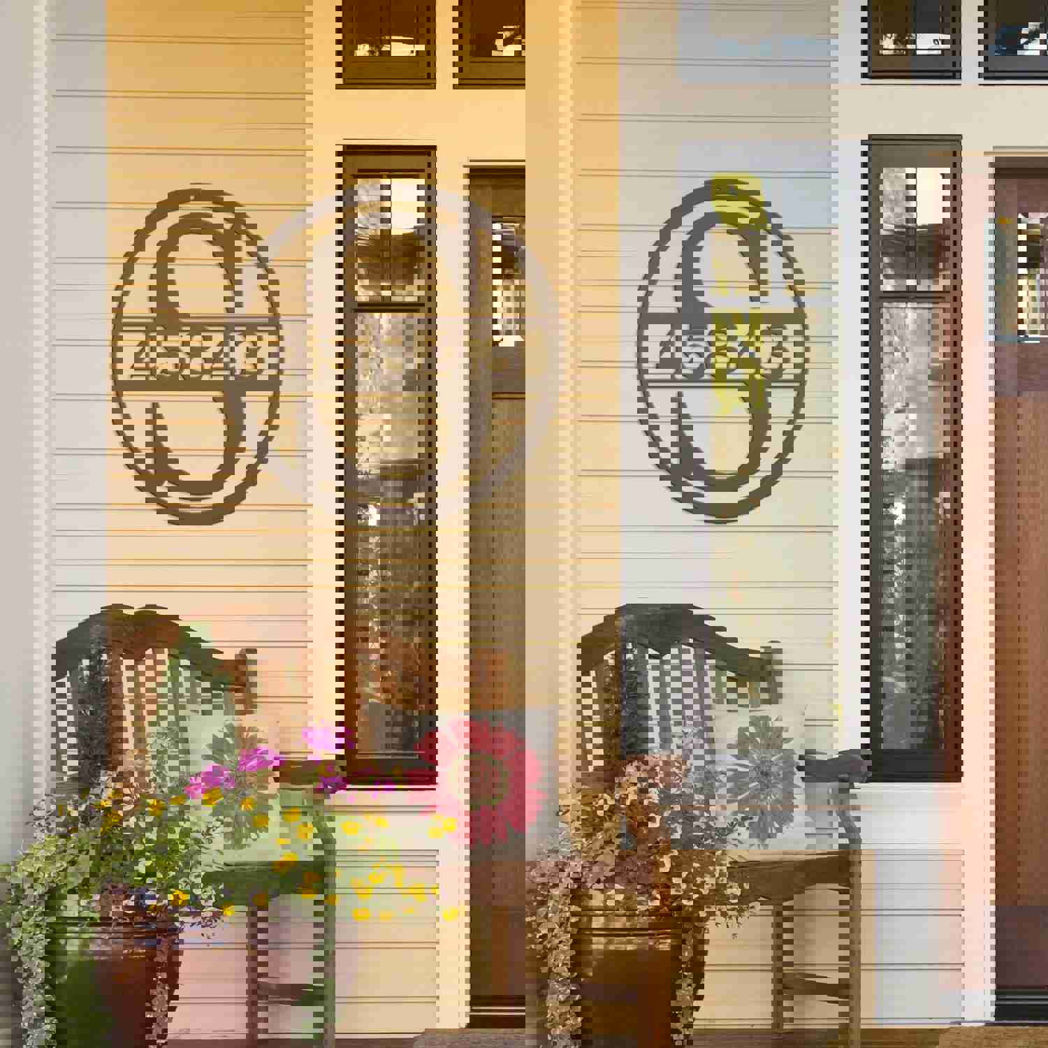 Custom Round Monogram House Number Metal Sign - Housewarming & Wedding Gift