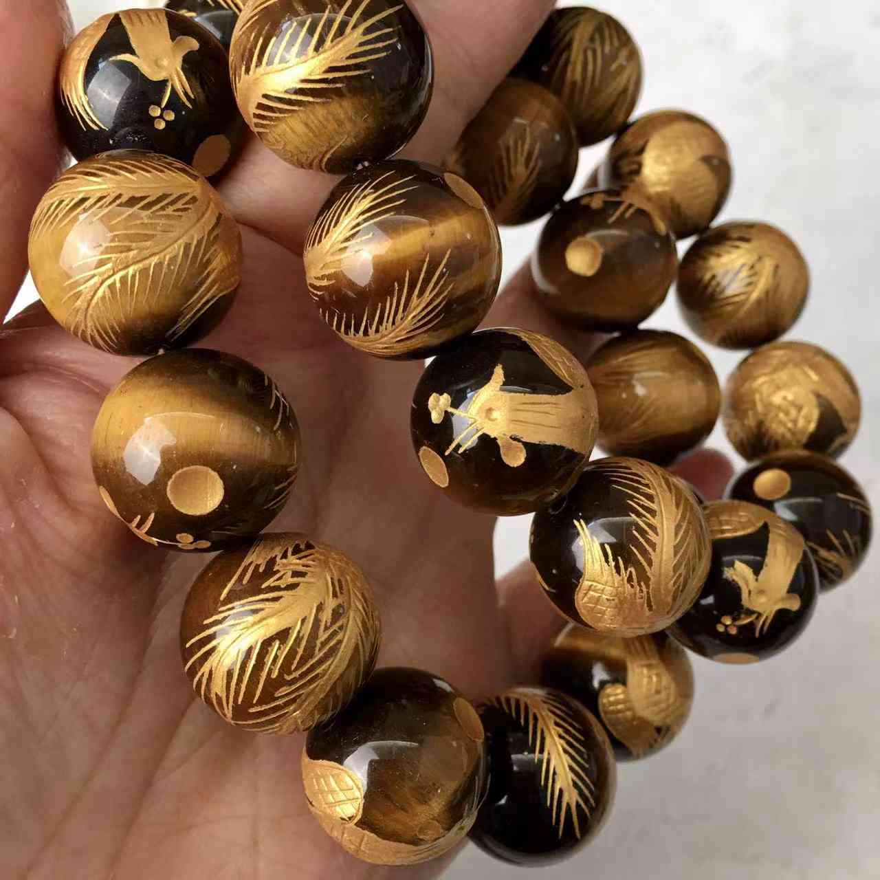Wholesale Grade AB+ Natural Stone Bead 8/10/12/14/16/18MM Mens Tiger Eye Bracelet Gemstone Jewelry