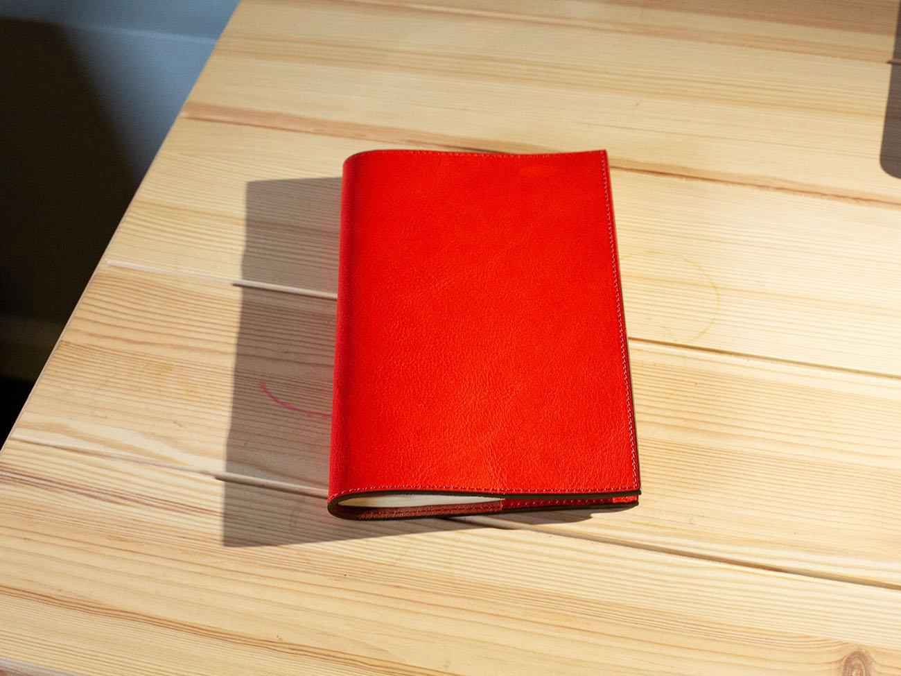 Large Italian Leather Refillable Notebook - Red
