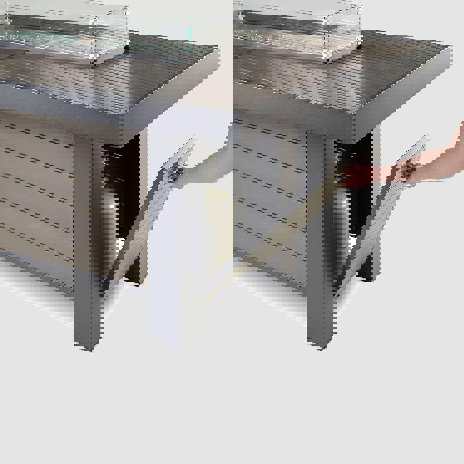 Kenwood and Brooks Linear Dining Height Gas Fire Pit Table