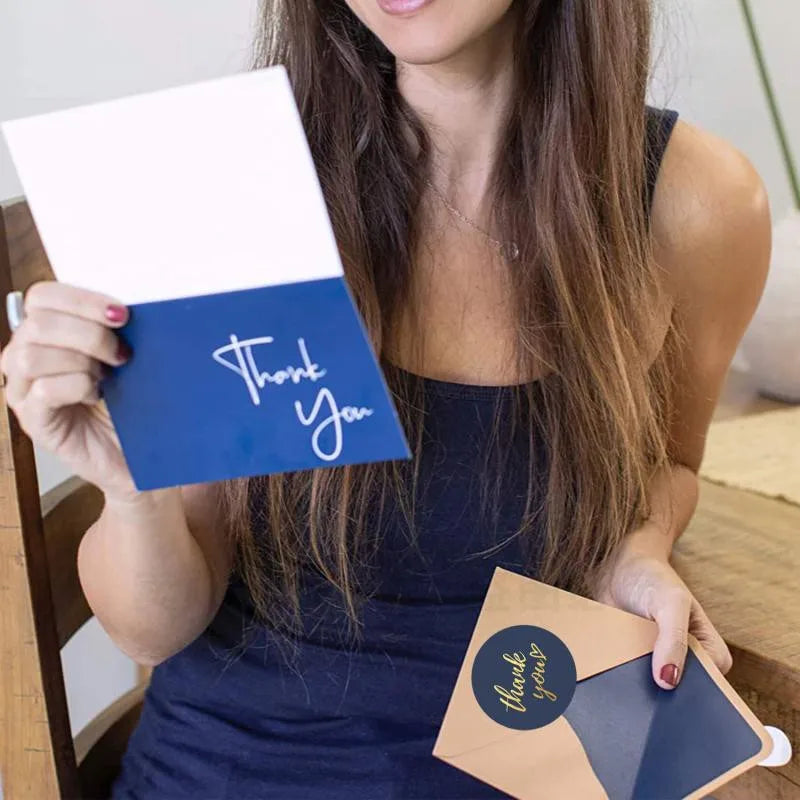 50-500pcs 1inch Blue Thank You Stickers for Envelope Sealing, Handmade Wedding Gift Decoration