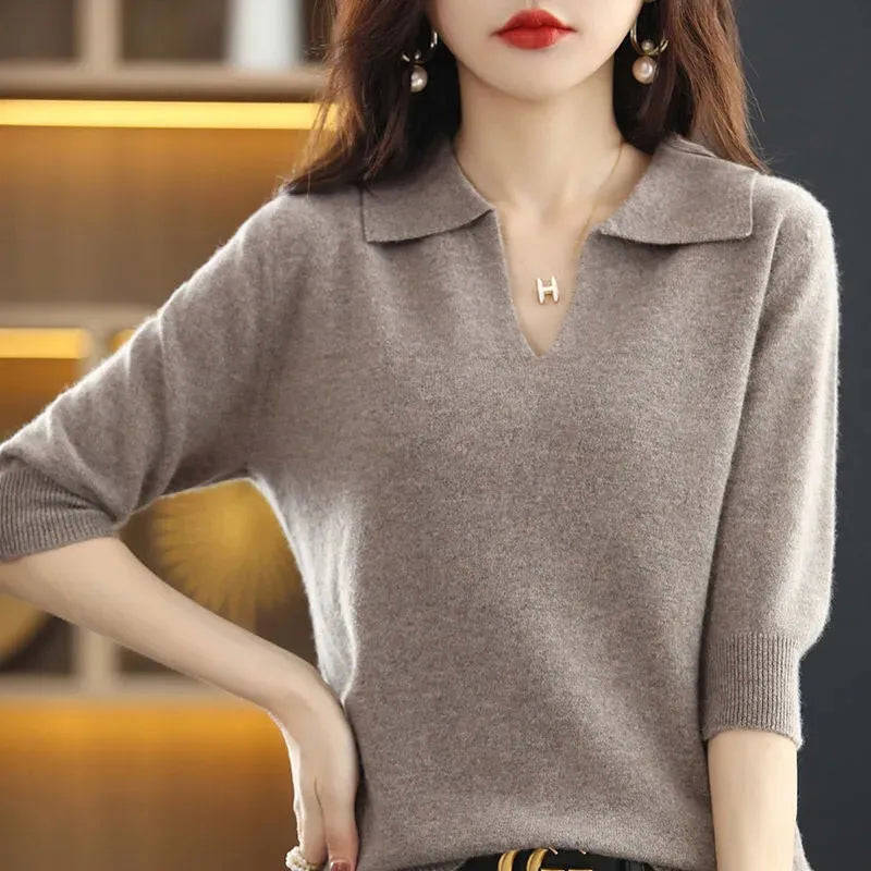Nukty Women's Knitted V-Neck Sweater - Autumn Winter Warm Casual Pullover