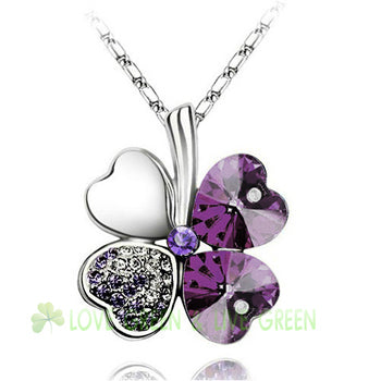 Fashion Austrian Crystal Four Leaf Clover Necklace for Women