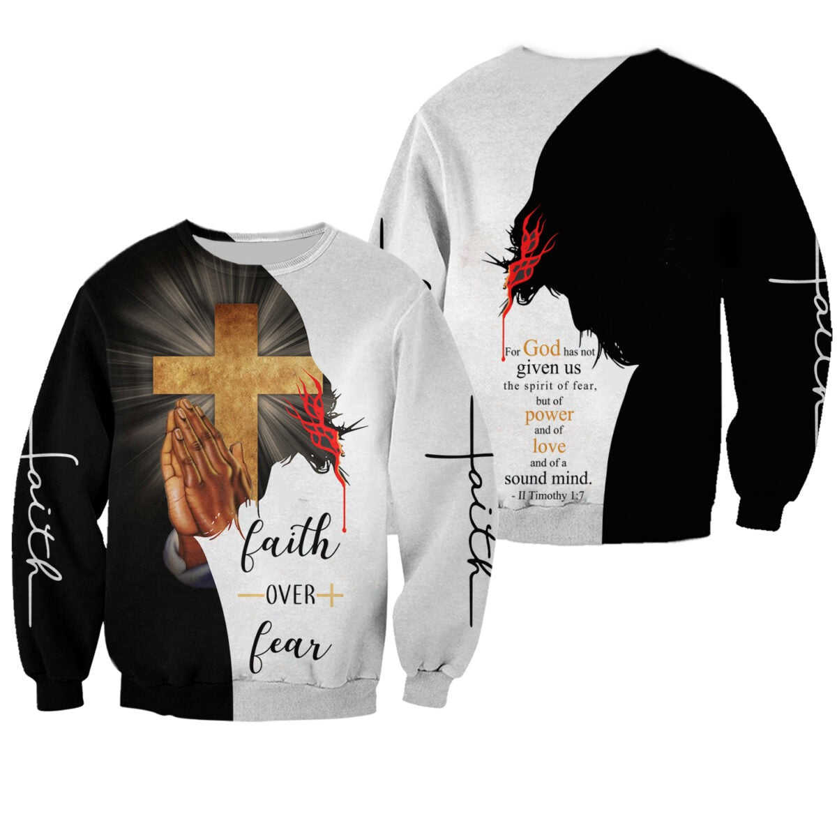 Faith Over Fear 3D All Over Printing T-Shirt - Trust In God Sublimation Hoodie TO0247
