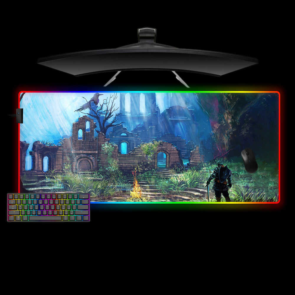 Firelink Shrine Design RGB Gaming Mouse Pad with LED Lighting