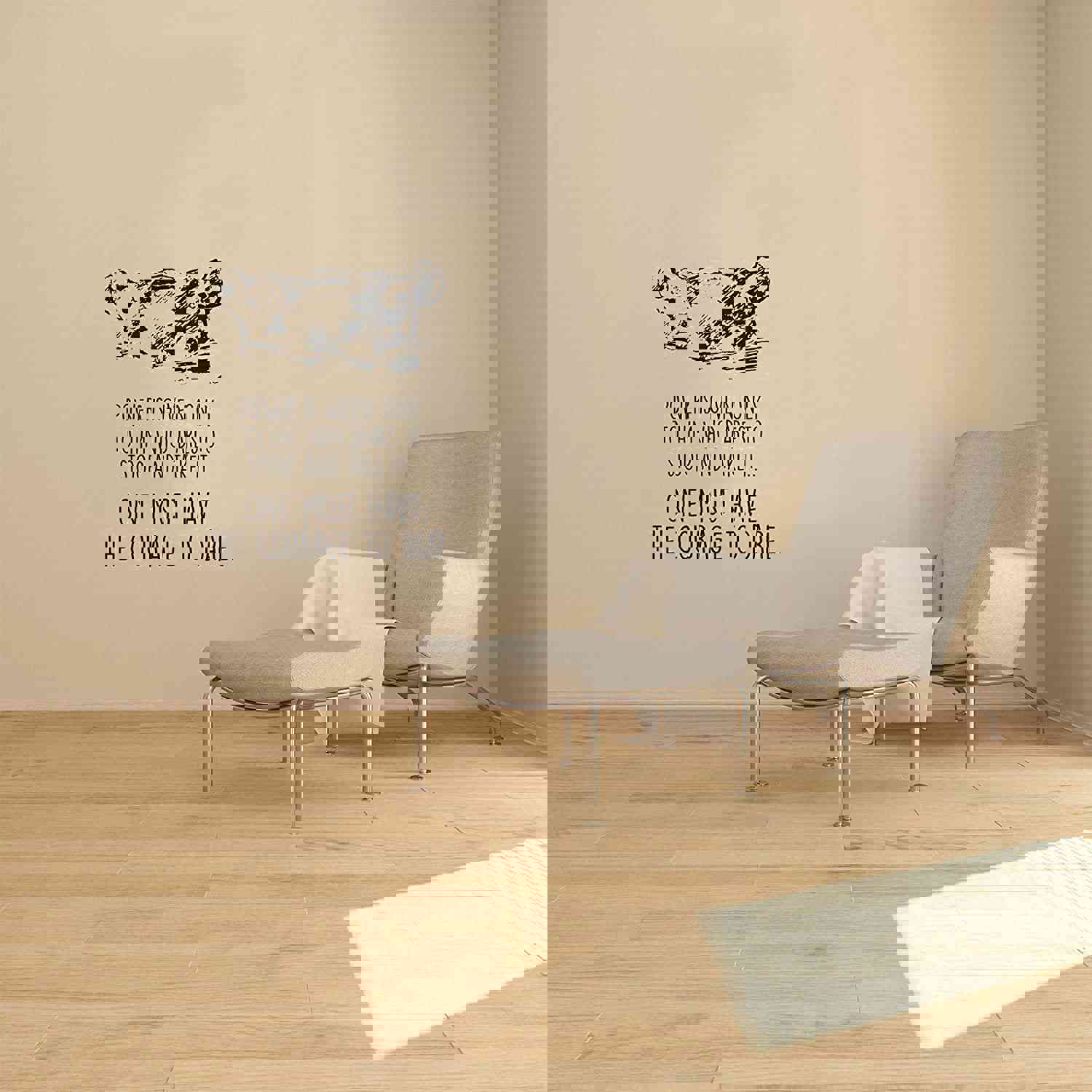 Animal Life Quote Vinyl Wall Sticker Decal - Courage Hippo Hippopotamus Motivation Quote