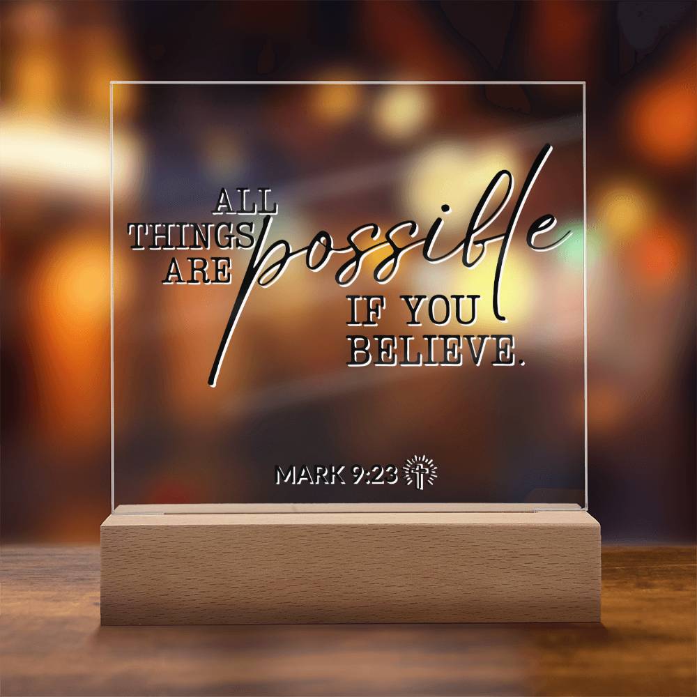 LED Bible Verse Acrylic Plaque with Night Light - Motivational Home Decor