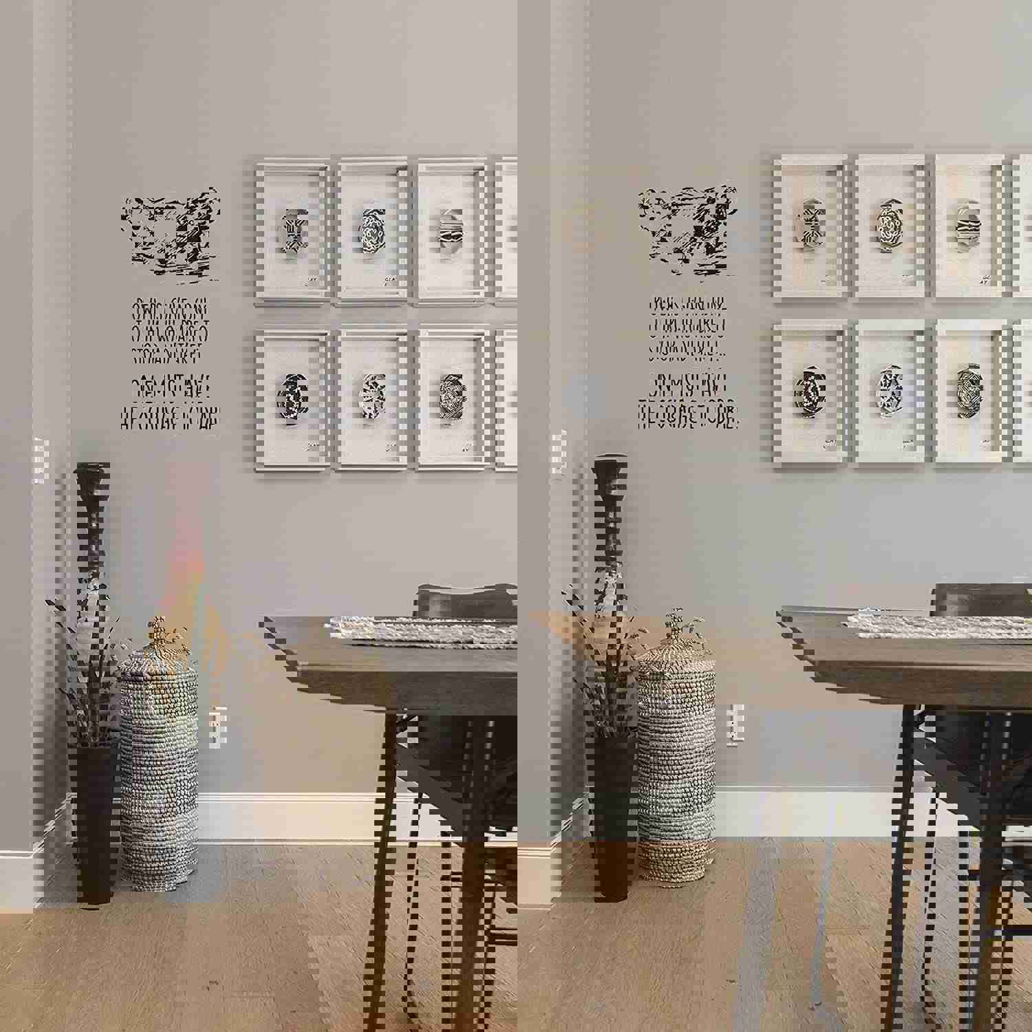 Animal Life Quote Vinyl Wall Sticker Decal - Courage Hippo Hippopotamus Motivation Quote