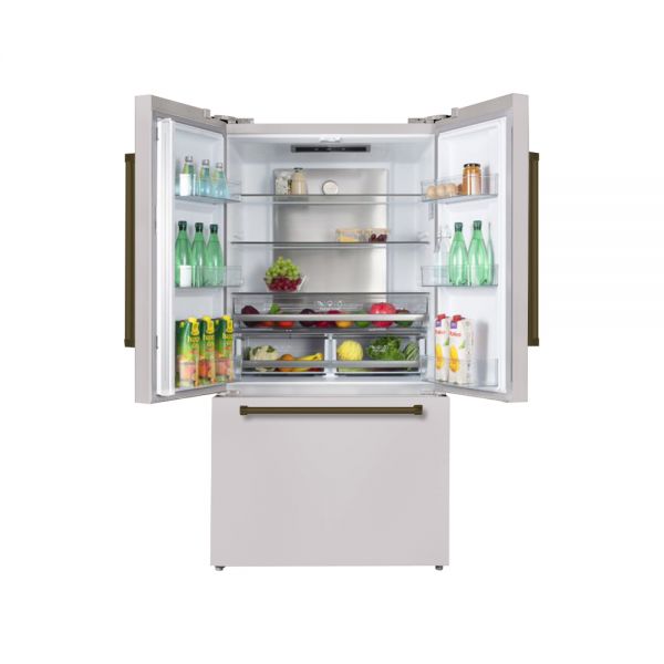 Hallman 36 Freestanding French Door Refrigerator with Bottom Freezer and Automatic Ice Maker