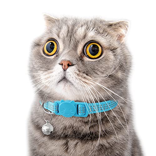 Upgraded 6 Pack Reflective Cat Collars with Bell, Breakaway Safety Kitten Collar, Adjustable 7-12 inches