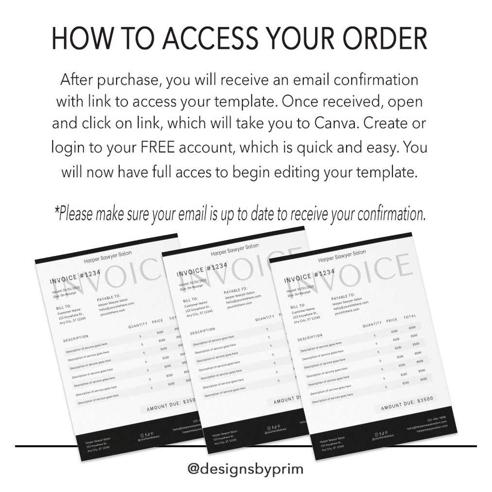 Simply Modern Editable Invoice Template for Health & Beauty Business