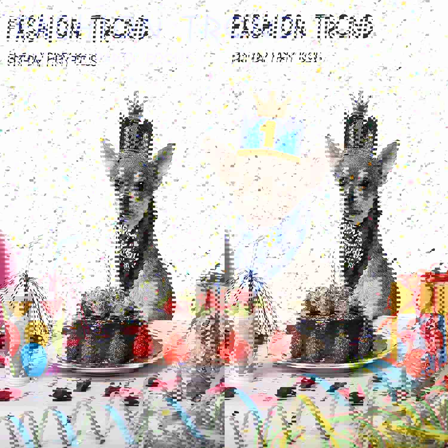 Dog Birthday Party Accessories Set - Bandana, Crown Hat, Bow Tie with 0-9 Figures for Small to Medium Pets (Blue)