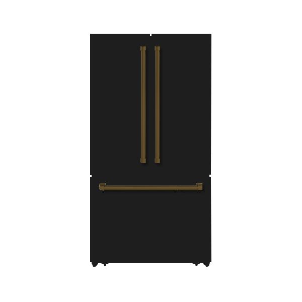 Hallman 36 Freestanding French Door Refrigerator with Bottom Freezer and Automatic Ice Maker