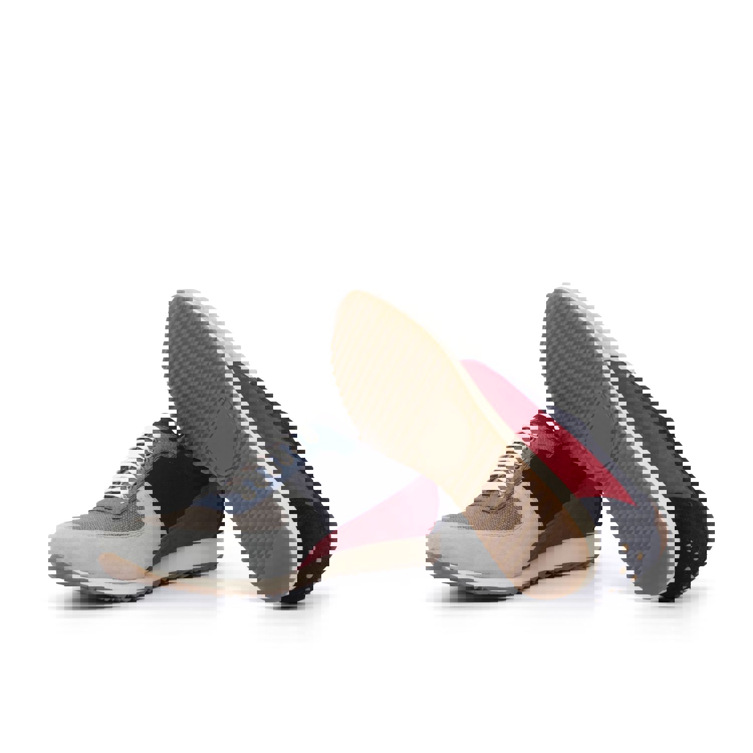 DapperFam Cesare Mens Linen & Lux Italian Suede & Pebble Grain Leather Trainer