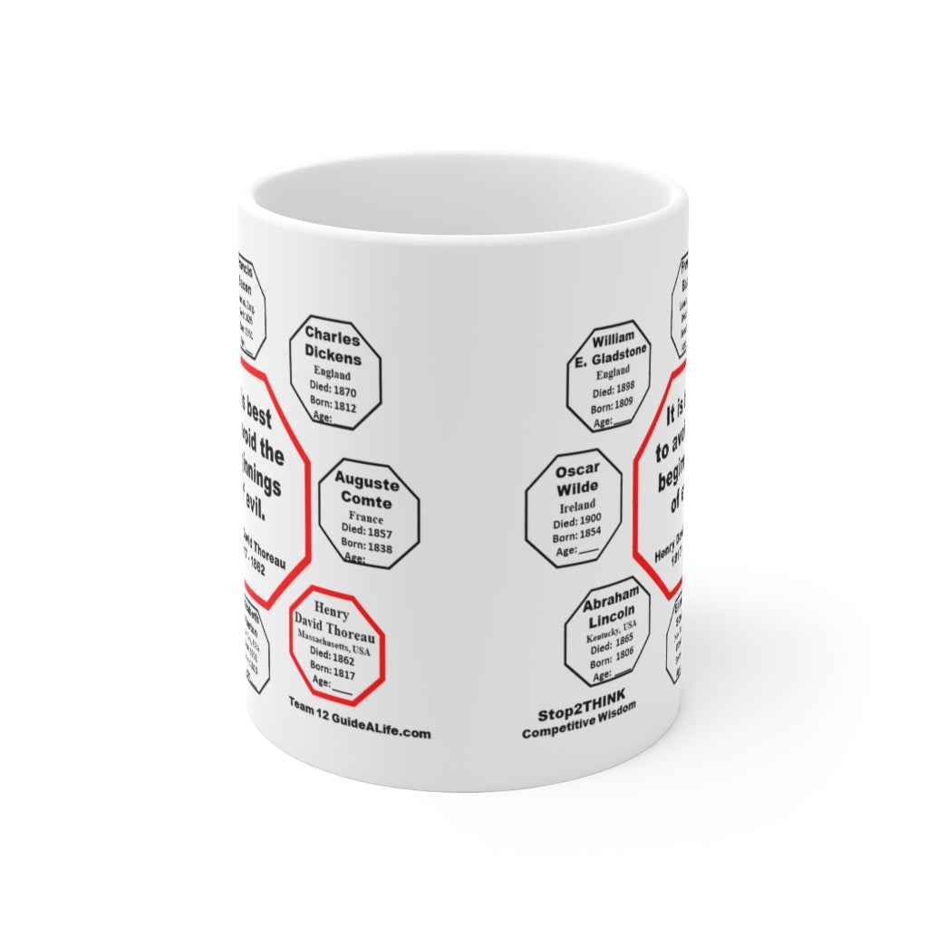 MW-12.4 - Drink Wisely in MugWisdom - Ceramic 11oz Cup with Henry David Thoreau Quote