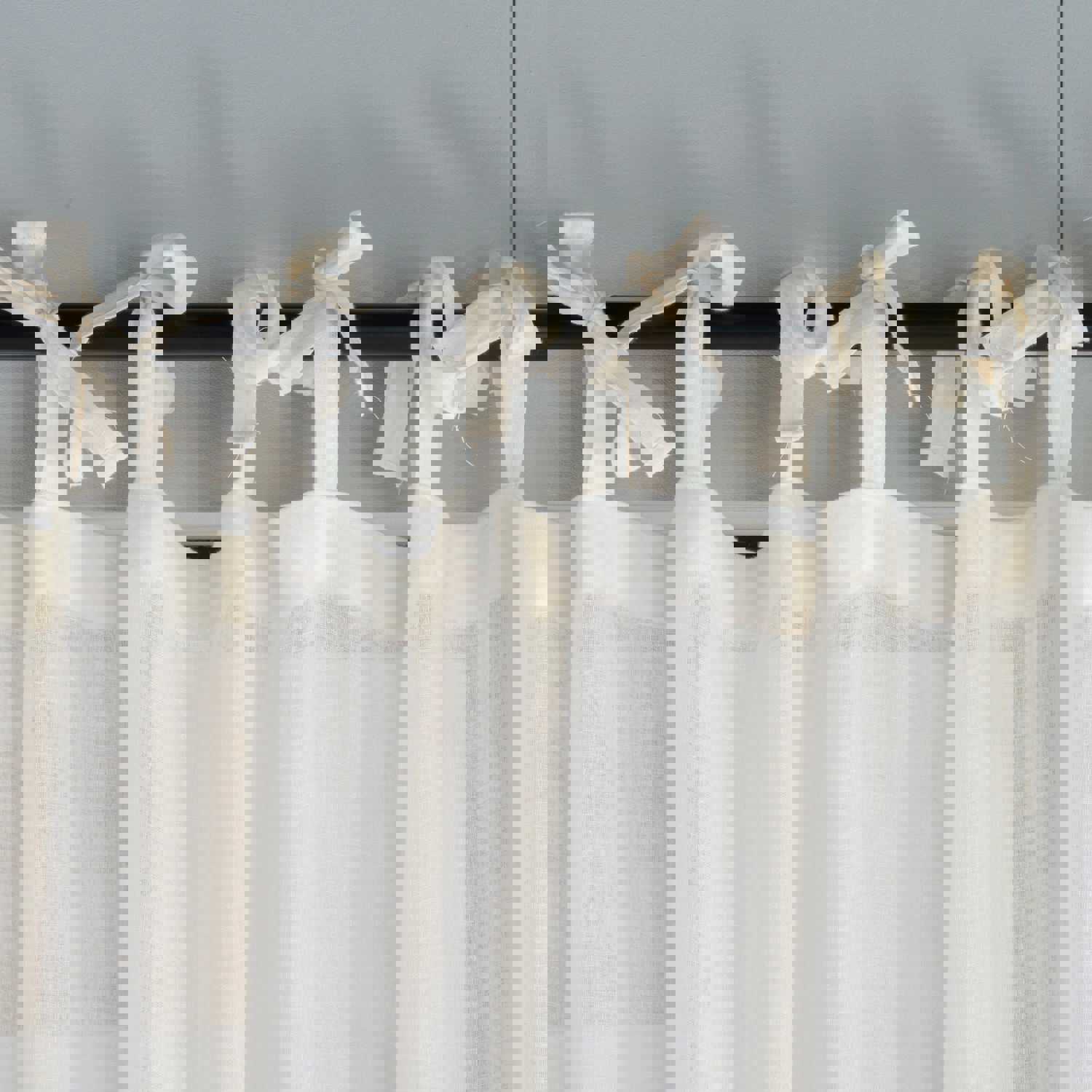 Tie Top Linen Sheer Curtain - 5 Color Options, Customizable Size