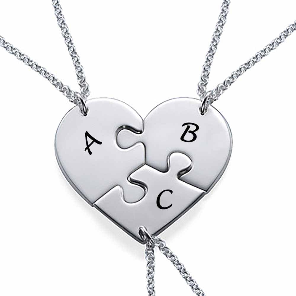 Custom Letter Heart Necklace - Personalized Silver Name Necklace for Mother's Day Gift