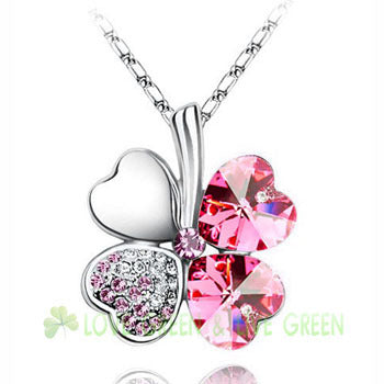 Fashion Austrian Crystal Four Leaf Clover Necklace for Women