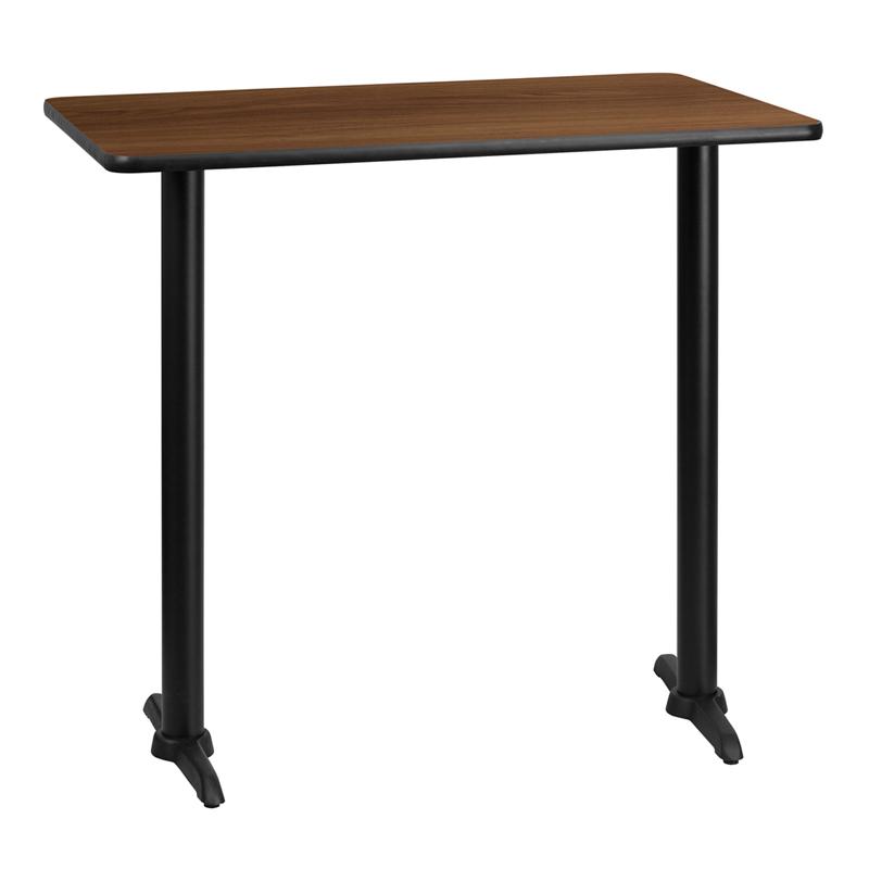 Flash Furniture 30 x 42 Rectangular Walnut Laminate Bar Height Table with Base