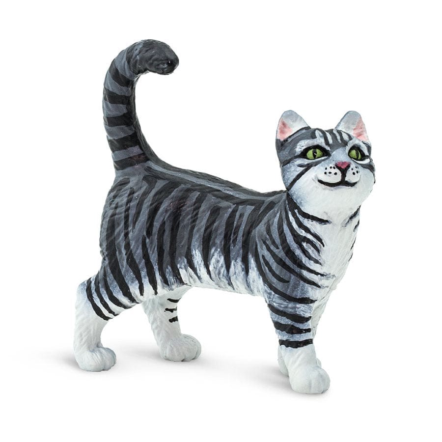 Gray Tabby Cat Toy - Realistic Mackerel Striped Design