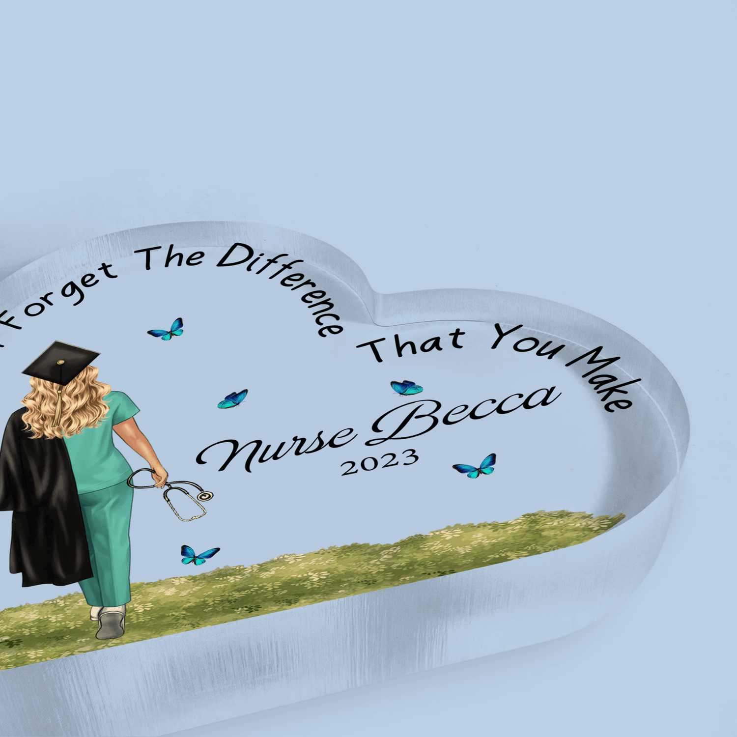 Personalized Heart-shaped Acrylic Plaque - Custom Gift for Nurses, Healthcare Workers, Graduation & Retirement