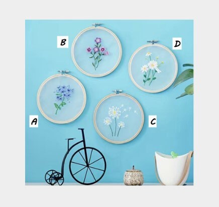 Transparent Mesh Floral Embroidery Kit - DIY Craft for Experienced Stitchers