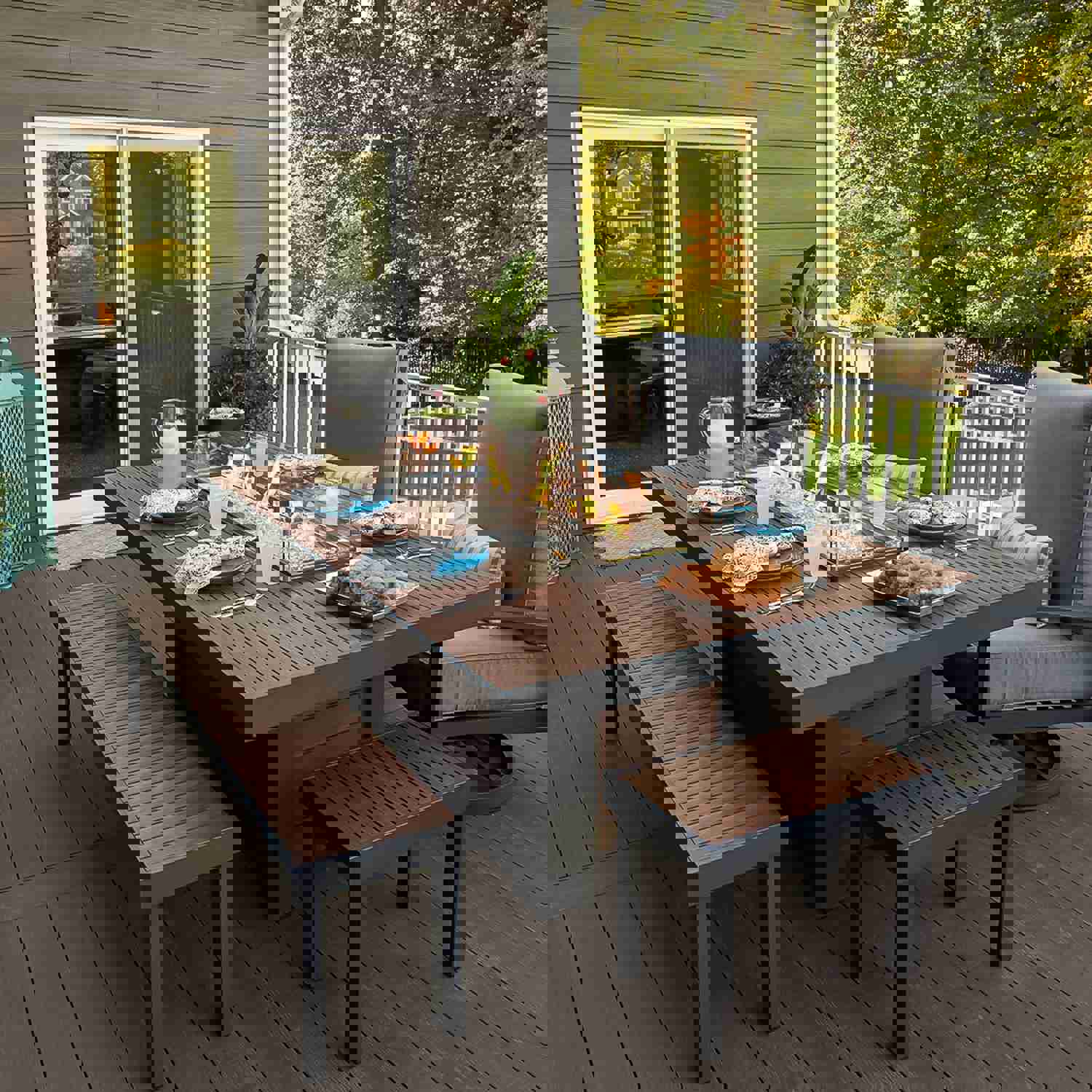 Kenwood and Brooks Linear Dining Height Gas Fire Pit Table