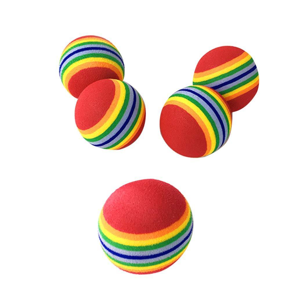 Weihuimei 1Pcs Rainbow 4.2cm Cat Toy Ball - Interactive Chewing Rattle Scratch EVA Ball for Pets