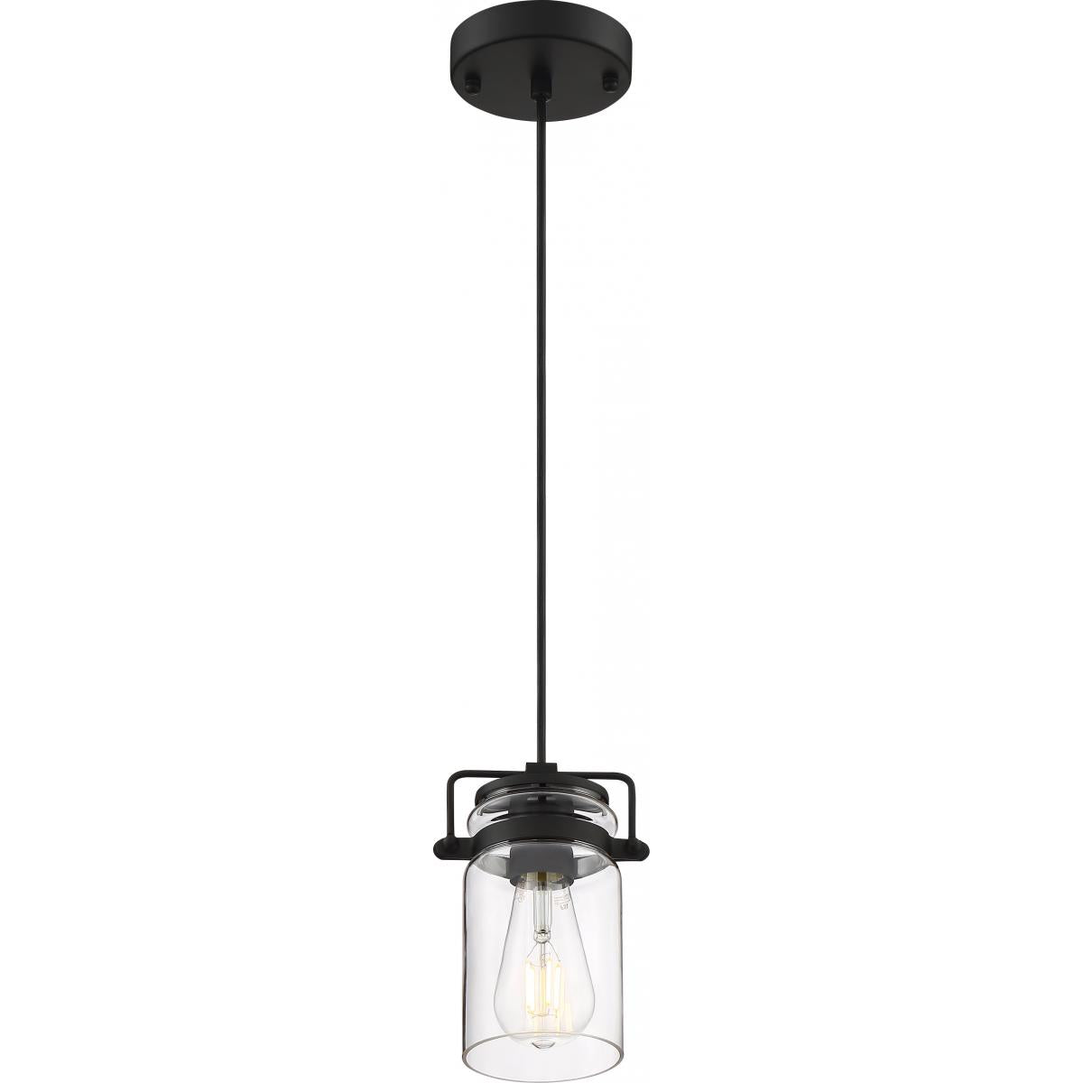 Antebellum 1 LT Mini Pendant - Clear Glass with Matte Black Finish