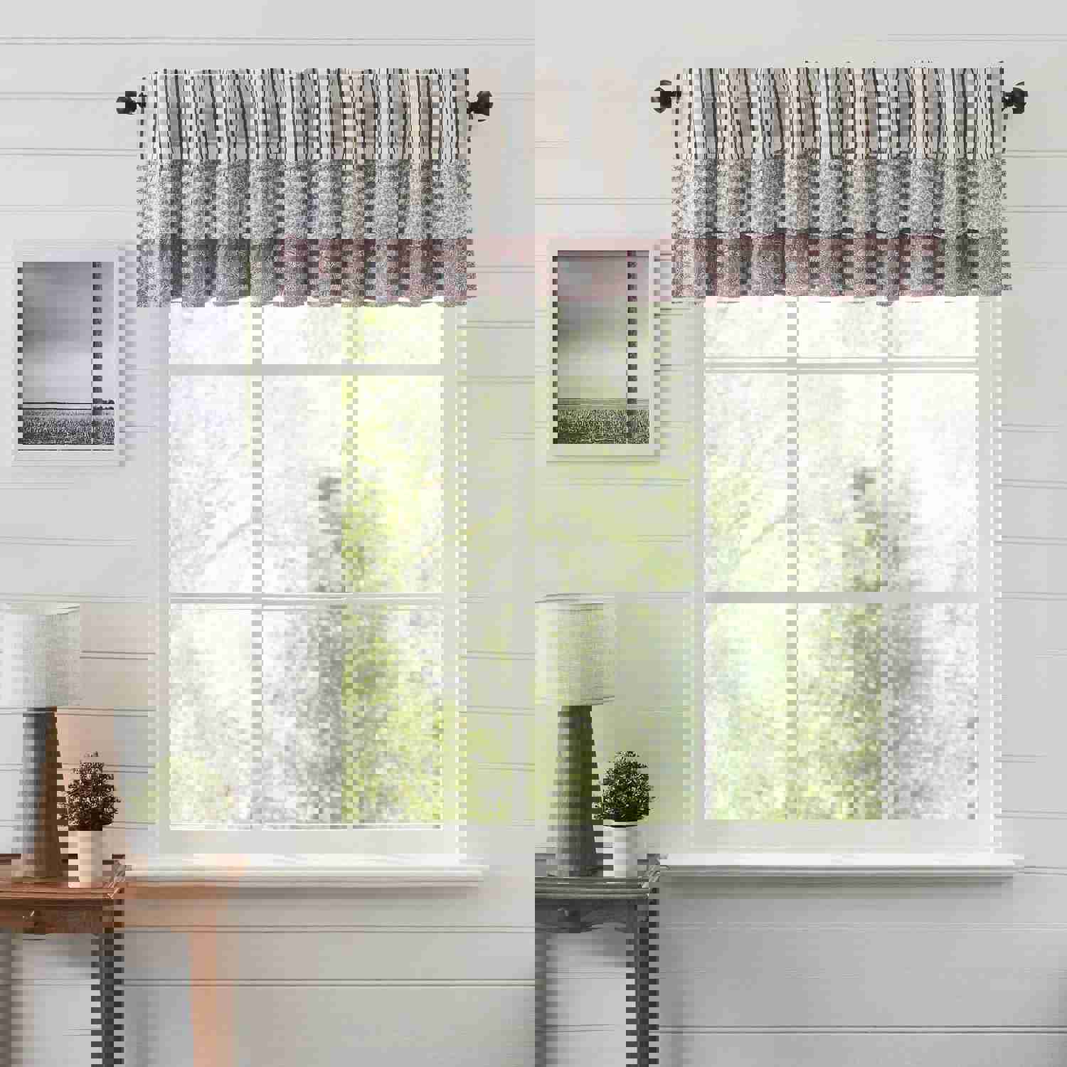 Kaila Blue Stripe Ruffled Lined Valance 90 - Home Decor Window Valance