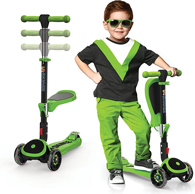 Y200 Adjustable Height Foldable Kick Scooter for Kids with LED Light Wheels