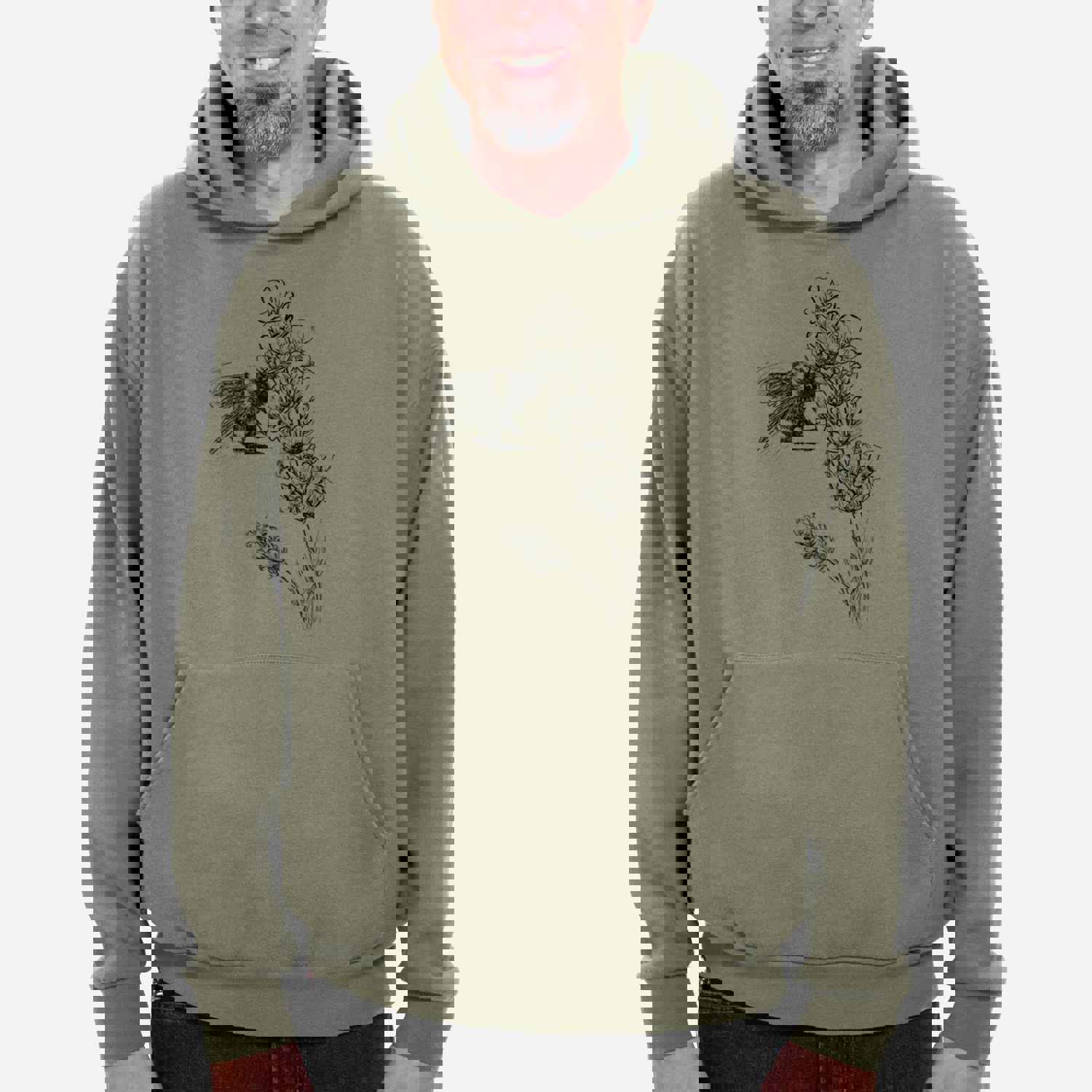 Bumblebee on English Lavender - Bombus Pensylvanicus - Bodega Midweight Hoodie