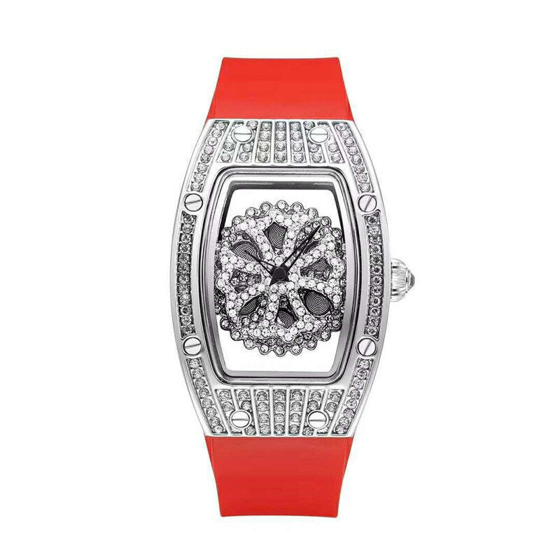 Women's Fashion Watch - Barrel Design with Full Diamond Silicone Strap SA-015