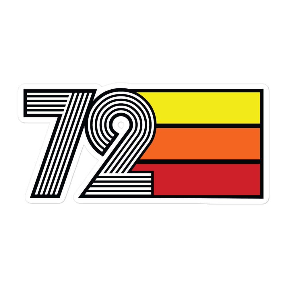 72 - 1972 Retro Tri-Line Decal 50th Birthday Bubble-Free Vinyl Stickers