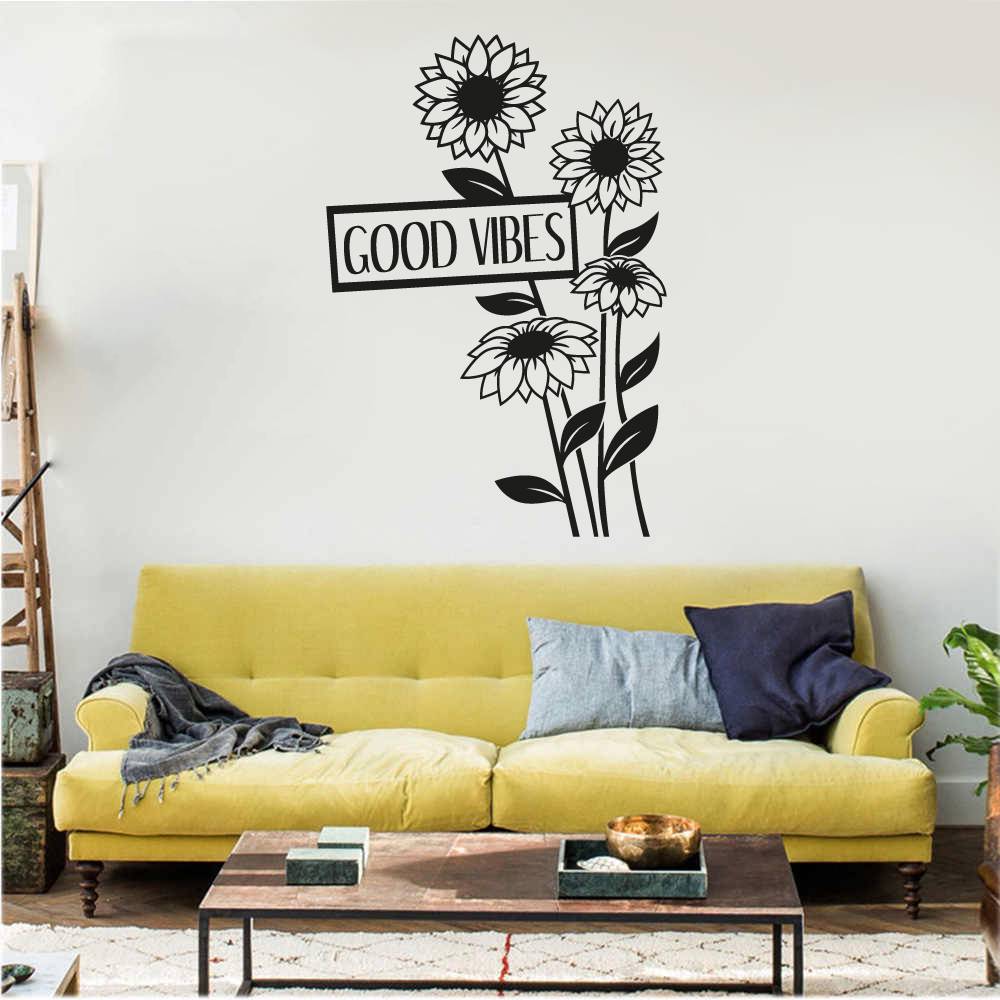 Sunflower Good Vibes Floral Vinyl Wall Sticker