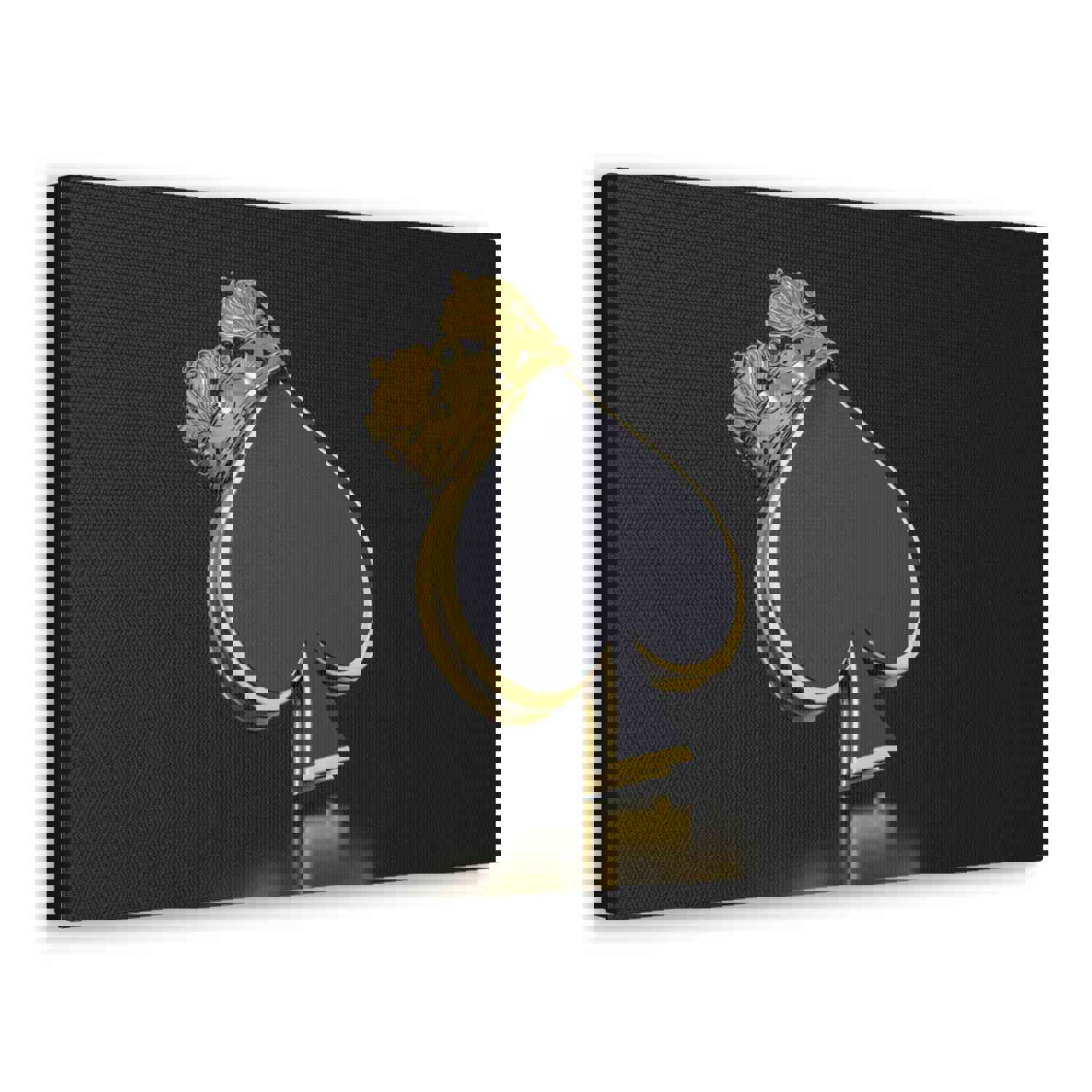 3D Gold Crown Spades Playing Card Canvas Wall Art - Ready-to-Hang Home Decor