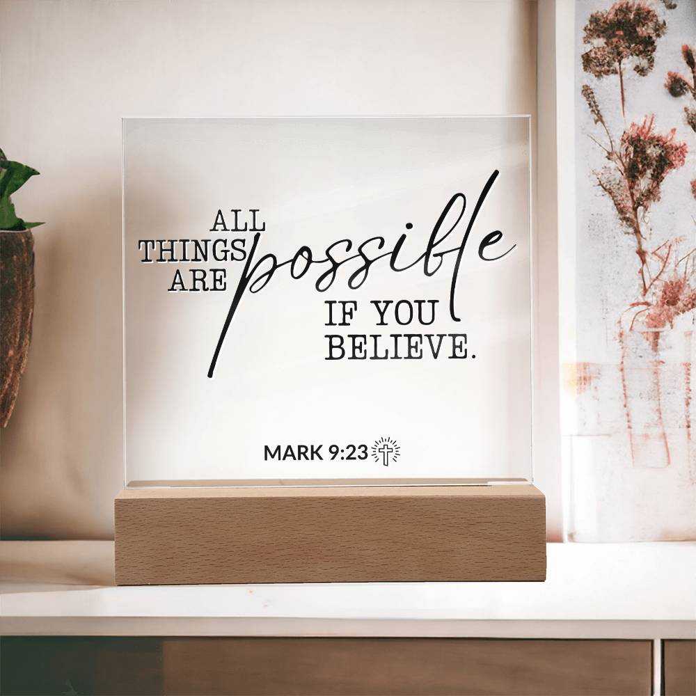 LED Bible Verse Acrylic Plaque with Night Light - Motivational Home Decor