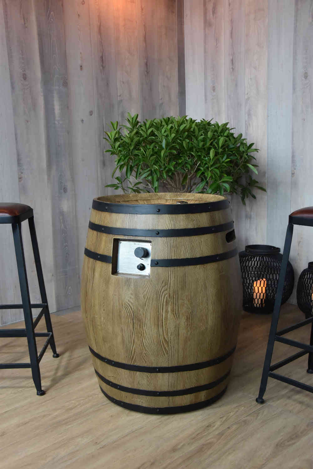 Napa Barrel Outdoor Fire Pit Table - 27 Inch Liquid Propane with Cover