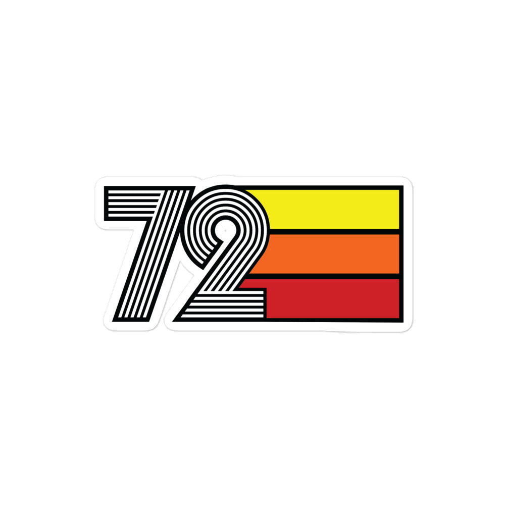 72 - 1972 Retro Tri-Line Decal 50th Birthday Bubble-Free Vinyl Stickers