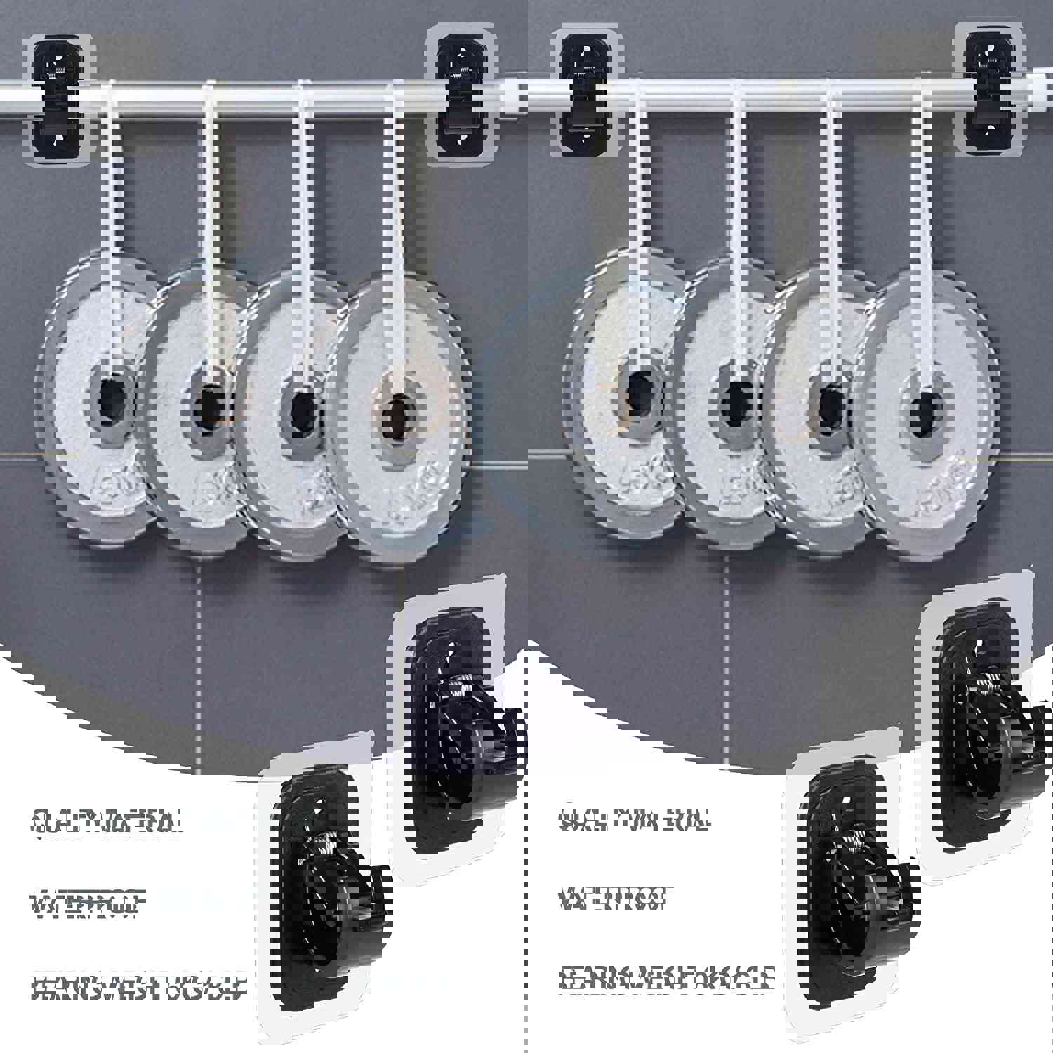 10PCS Self Adhesive Curtain Rod Holders No Drill Brackets Nail Free Adjustable (Black)