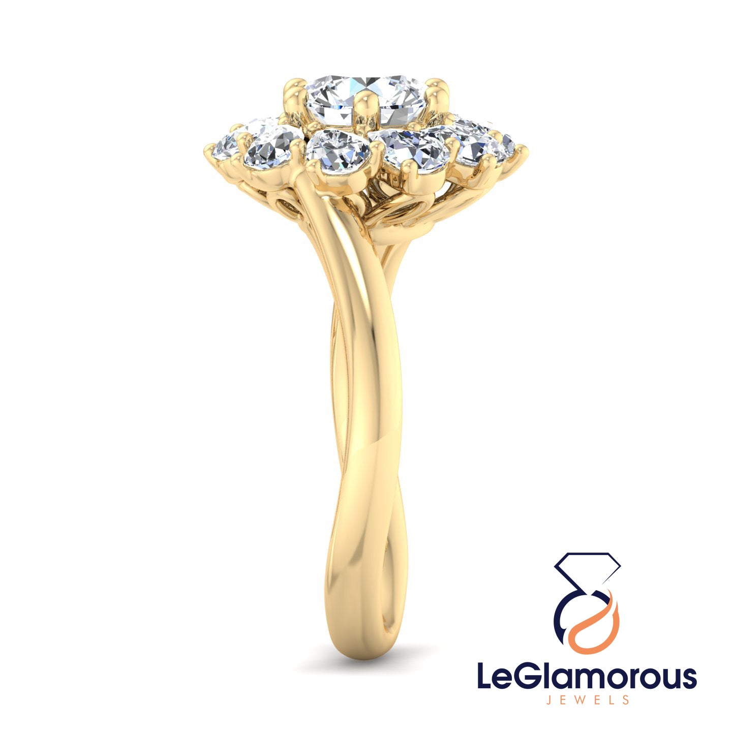 1.00 Carat Round Cut Halo Lab Grown Diamond Engagement Ring - IGI Certified