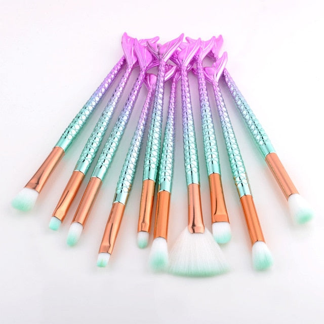 Professional Mermaid Makeup Brushes Set - High Quality Eye Shadow Eyeliner Eyebrow Brushes