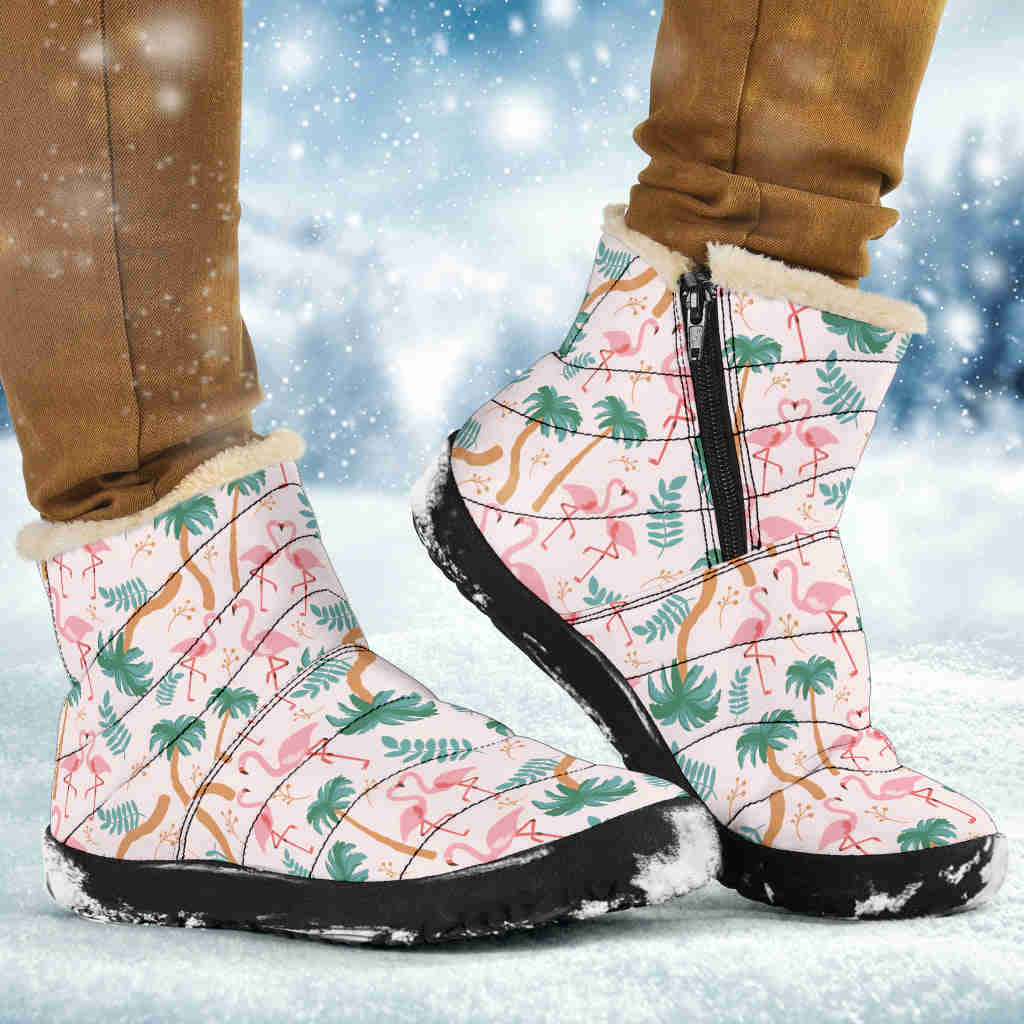 Flamingo Tropical Floral Winter Boots