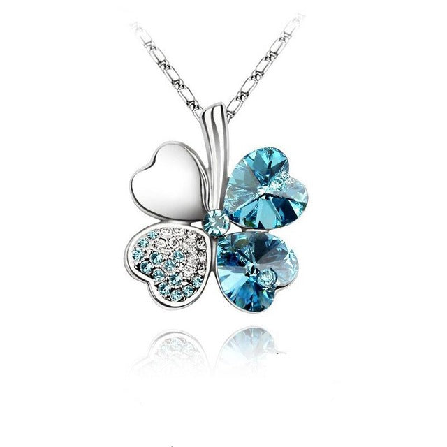 Fashion Austrian Crystal Four Leaf Clover Necklace for Women