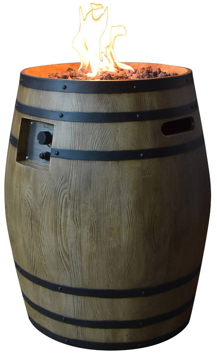 Napa Barrel Outdoor Fire Pit Table - 27 Inch Liquid Propane with Cover