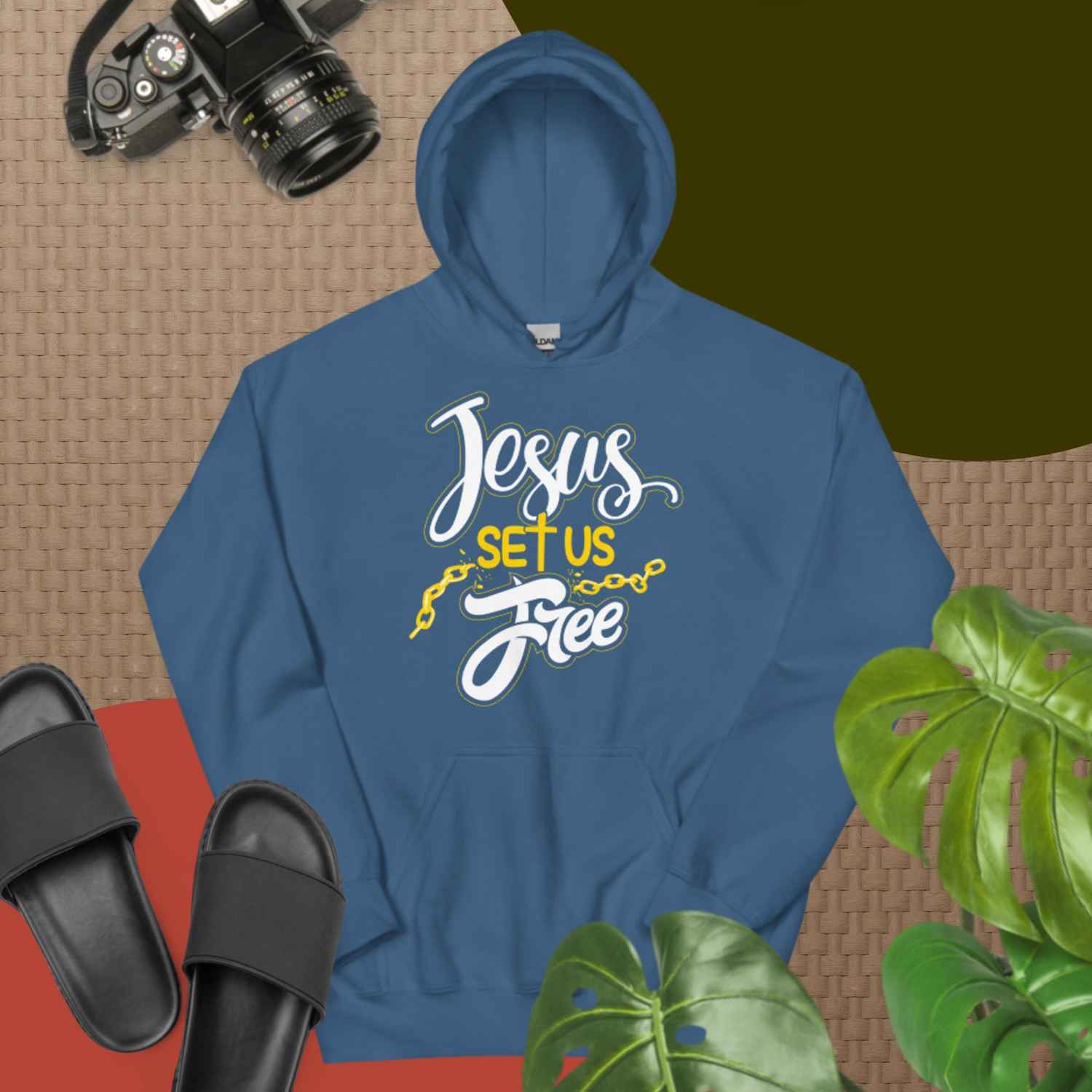F&H Christian Jesus Set Us Free Mens Hoodie