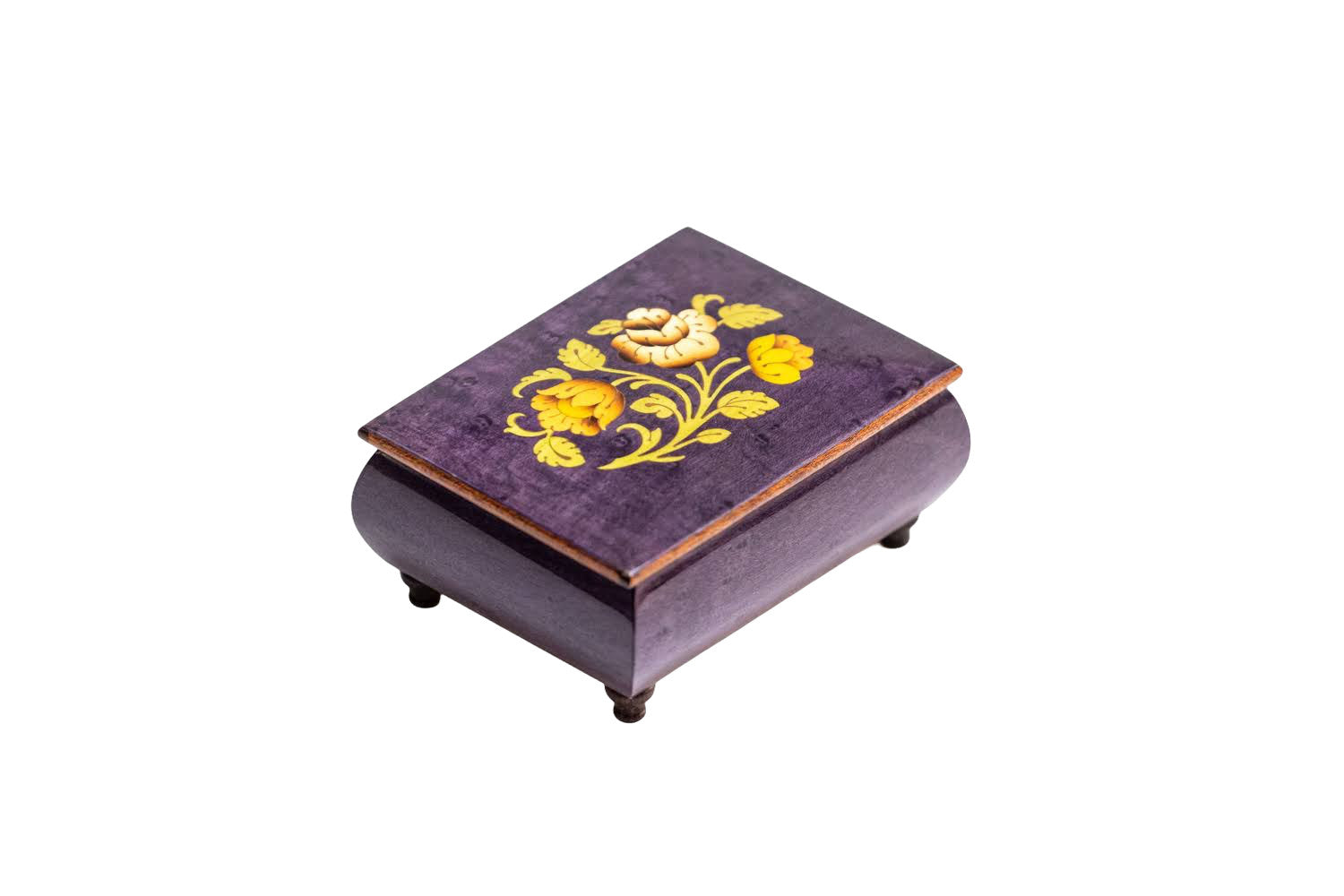 Sorrento Music Box Purple Floral in Glossy Finish - Handmade Italian Musical Treasure